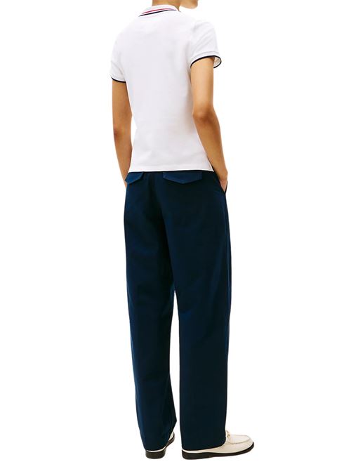 Polo donna bianca in cotone Tommy Hilfiger | WW0WW44517YCF